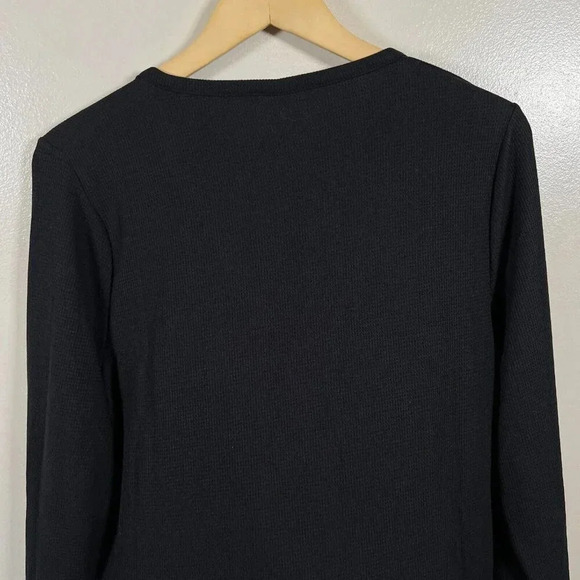 Athleta Wind Down Sleep Top Size XL Black Waffle Knit Henley Lounge Comfy - Picture 10 of 12
